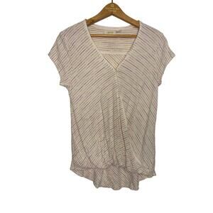 Maeve Anthropologie Striped V Neck Short Sleeve Shirt Beach Summer Vacation L